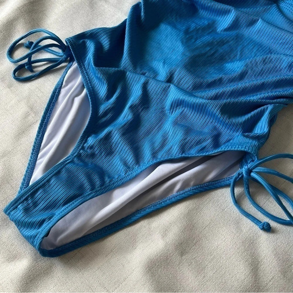 Ribbed One Piece Swimsuit Tummy Control High Cut Bathing Suit V Neck bikini - Picture 8 of 13